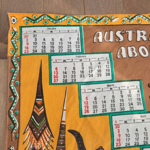 1972 calendar tea towel Australian Aboriginal Art - Picture 3 of 10